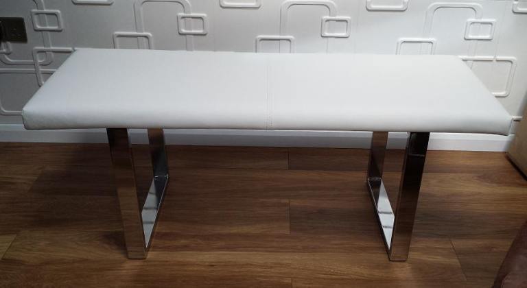 White dining bench 