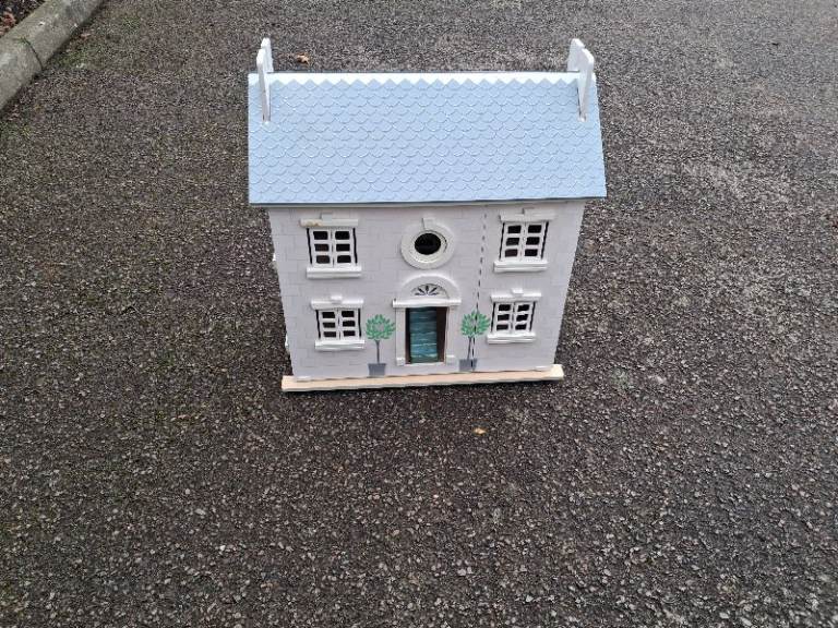Wooden Doll's House with Grey Roof – Good Condition