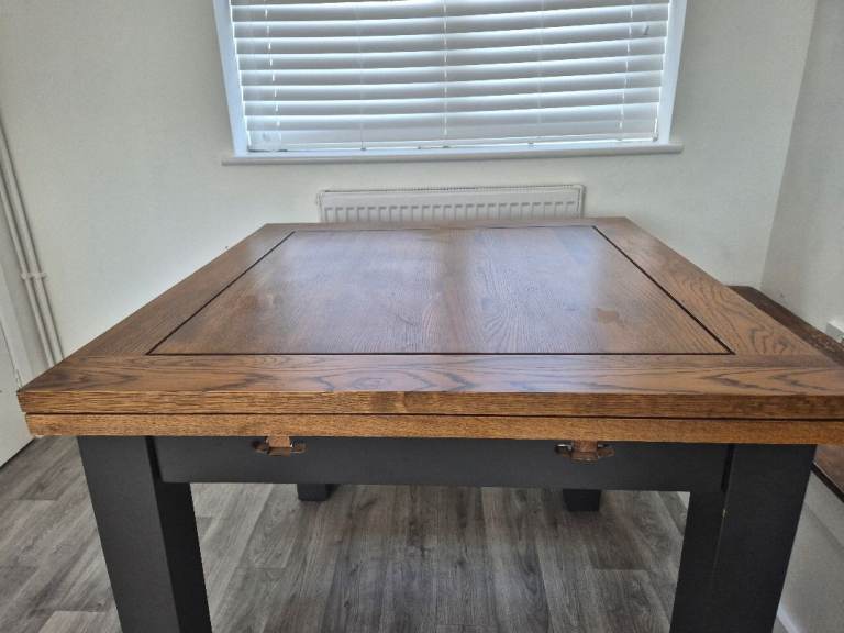 Rustic Oak Wood Extendable Dining Table, Multicoloured, NEW