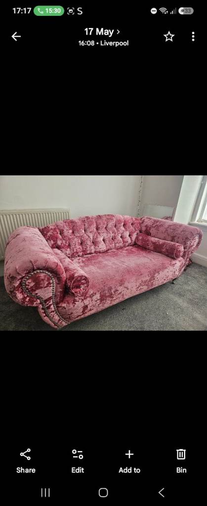 Pink Chesterfield Style Sofa 