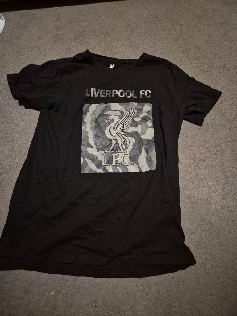Liverpool FC Black T-Shirt with Camo Crest – Good Condition