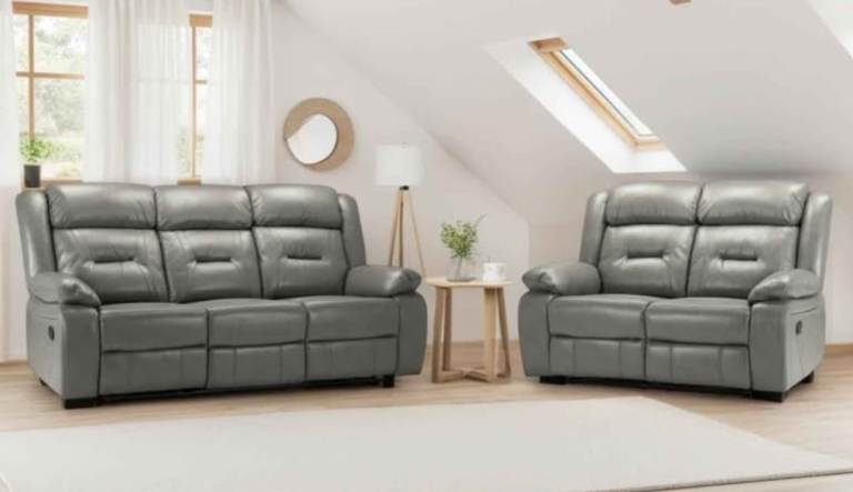 Leather Recliner Sofa Set - 3 Seater & 2 Seater