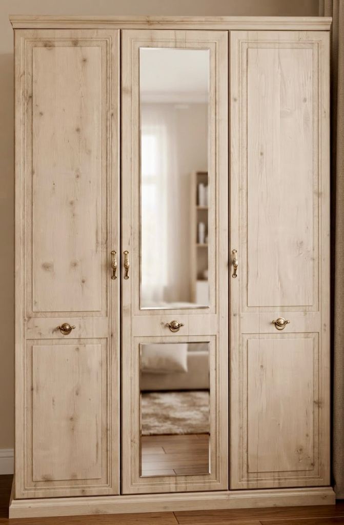 Alstons Sturdy Triple Wardrobe with Full-Length Mirror Good Condition 