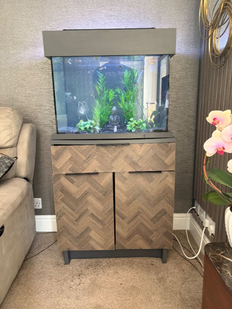 110L Fish Tank Setup with Stand, Accessories & Guppies – £75 ONO