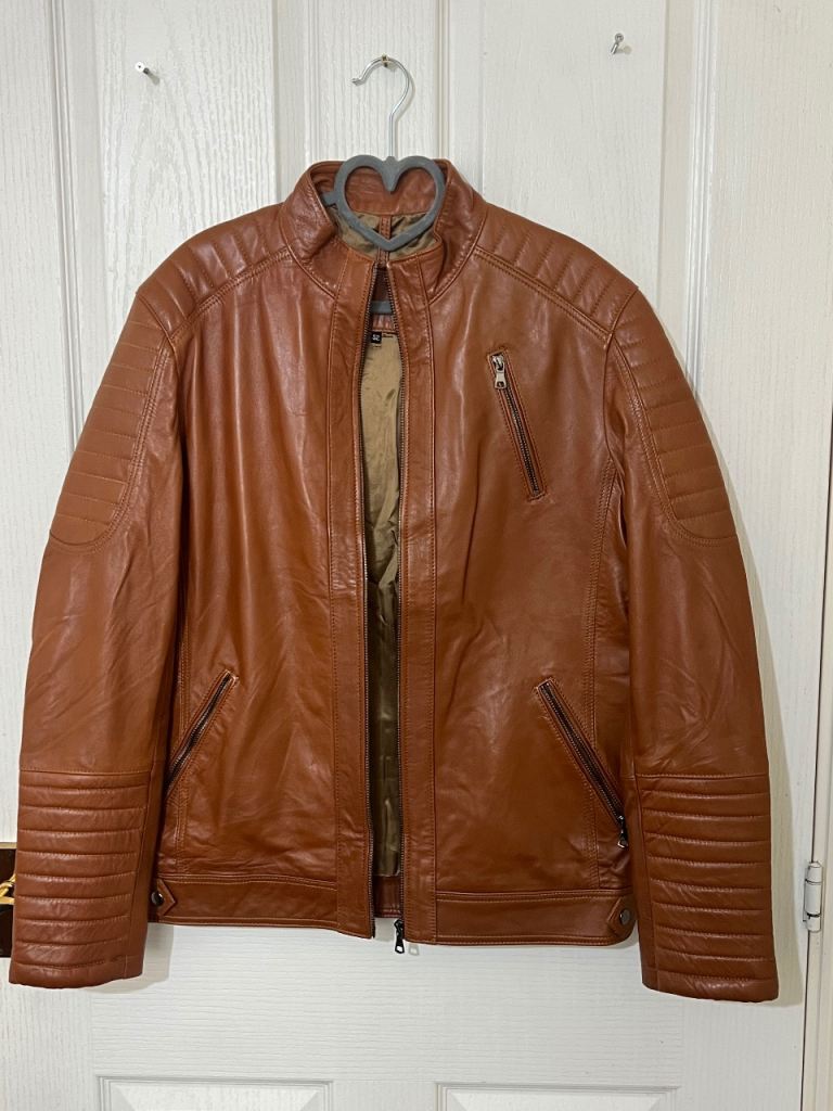 Premium Nappa 100% Lambskin Leather Brown Racer Jacket