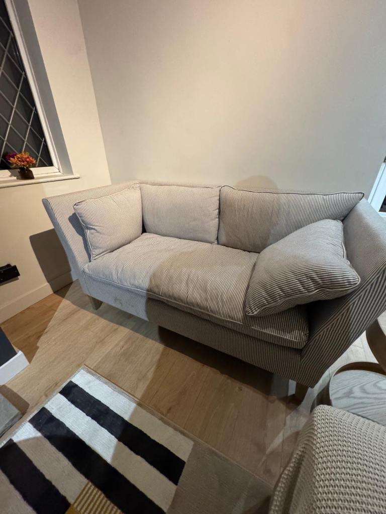 2 Striped Grey/White Sofas 