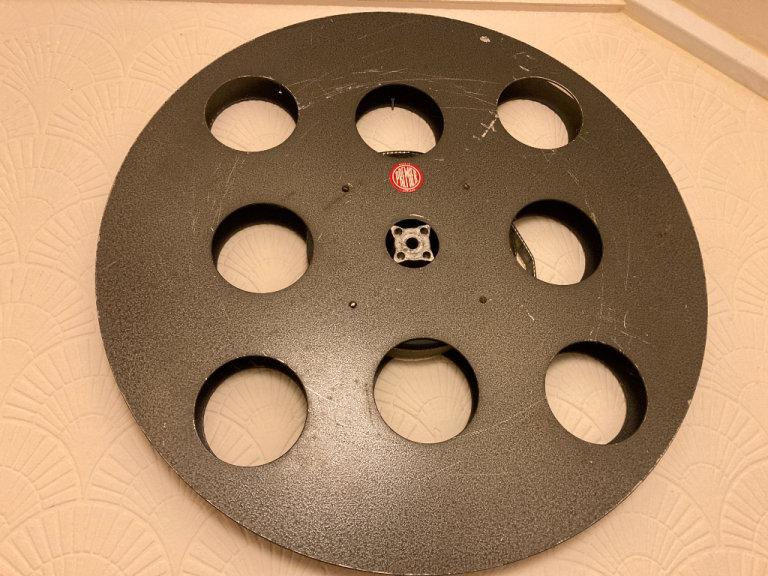 Movie Film Reel Giant size 60 cm diameter from Muswell Hill Odeon with Film on !!!