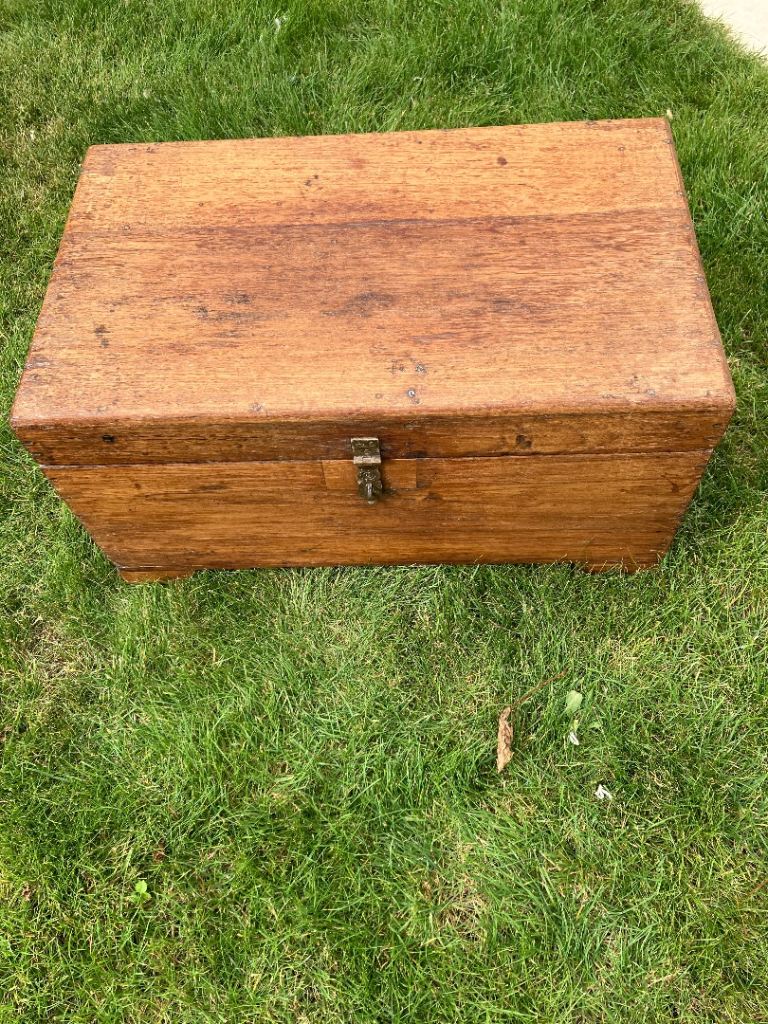 Vintage Wooden Storage Box / Chest with Organiser Inserts