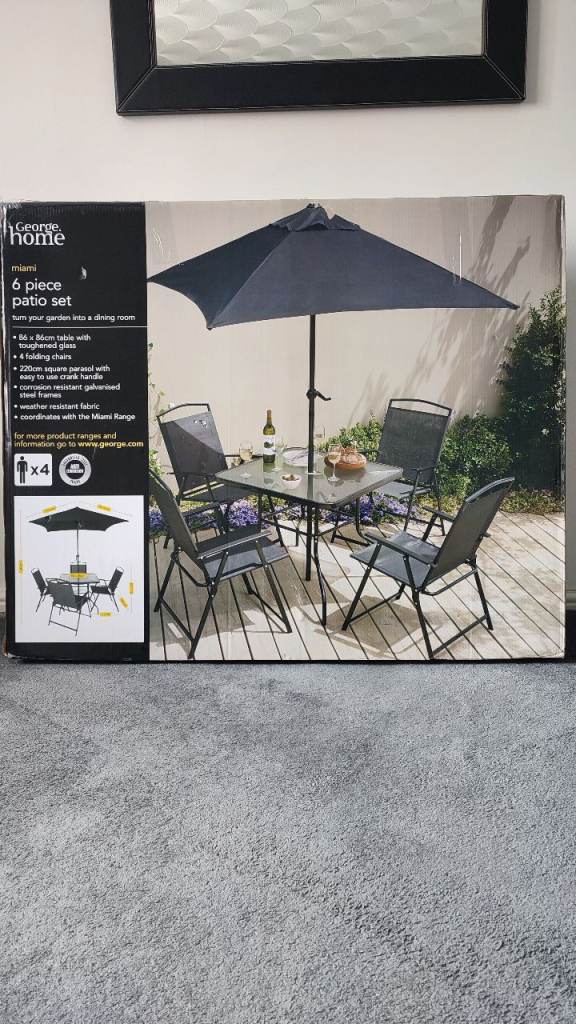 6 piece garden patio set. Brand new unopened box. 