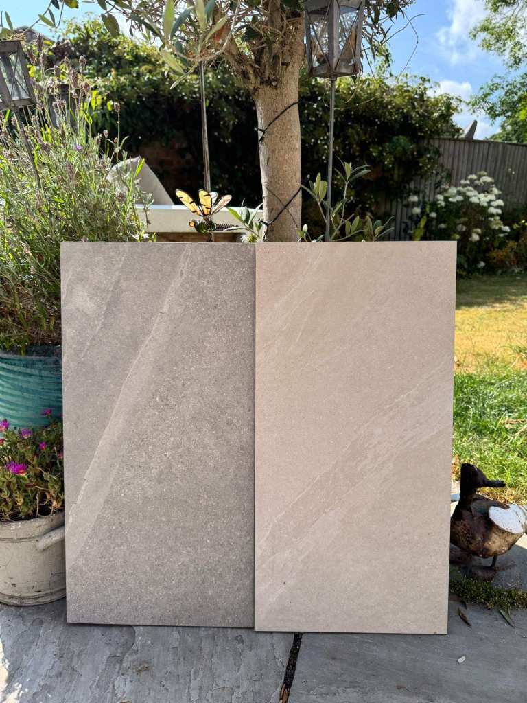 Italian Porcelain Tiles – Grey & Beige | 600 x 300 x 10mm | £3 each (£15/m²)