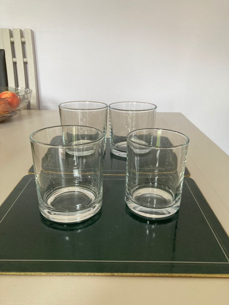 Four glass candle holders tumblers craft