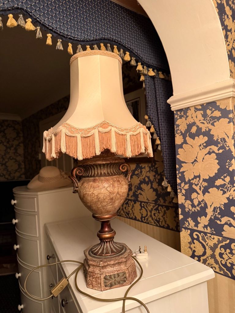 Multicoloured Vintage Style Table Lamp with Fabric Shade