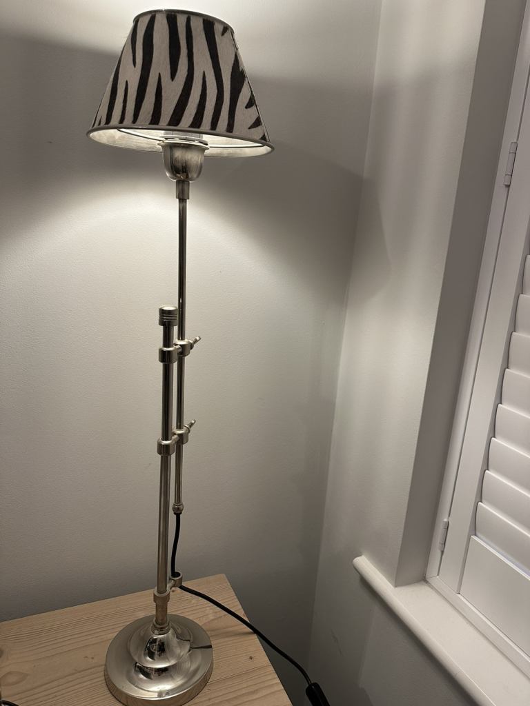 Zebra print faux hair table lamp 