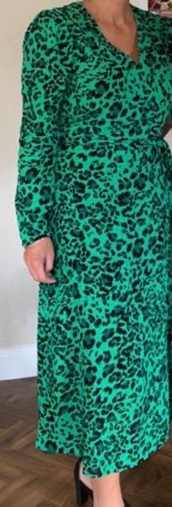 M&S COLLECTION Green Leopard Print Midi Dress - Size 10, As Good As New