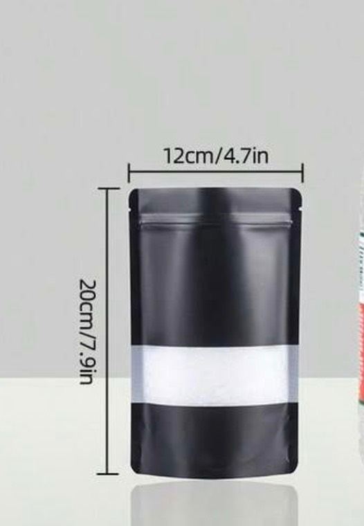 New Black Resealable Pouches – 20x12cm, Multipurpose