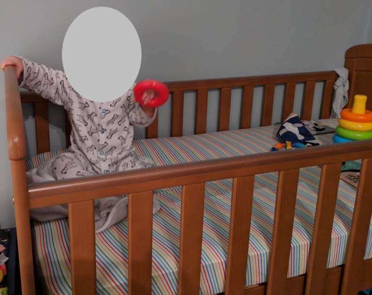 Adjustable wooden Cot Bed with Mattress – Good Condition
