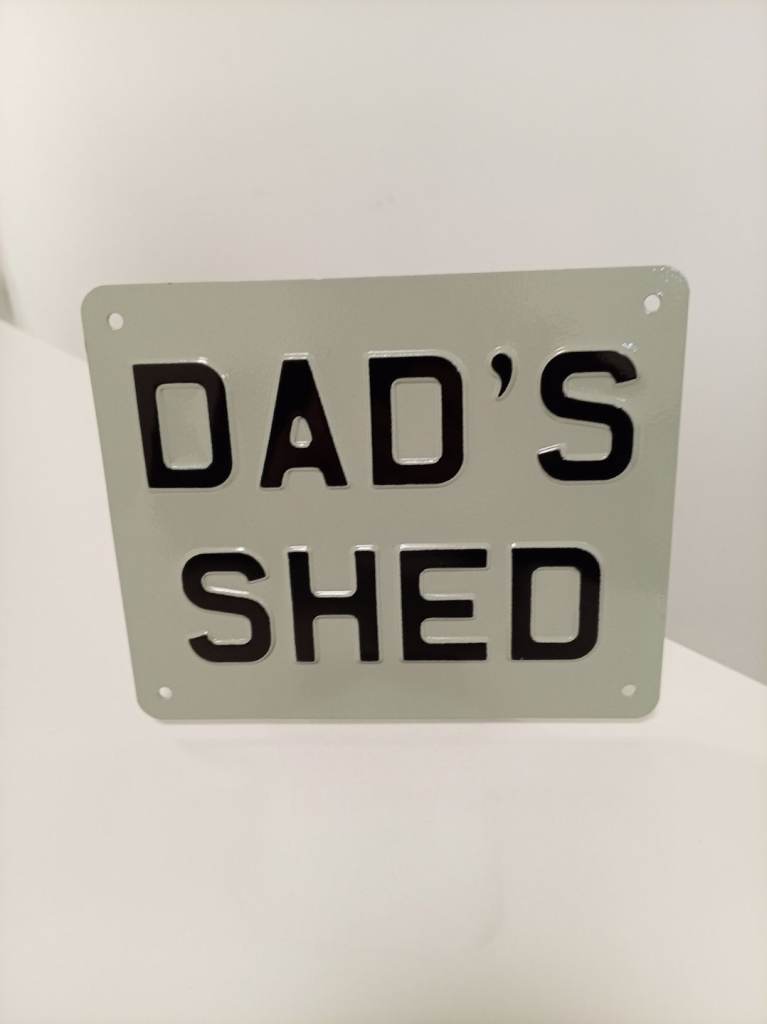 Dad's Shed Enamel Sign Grey, Black