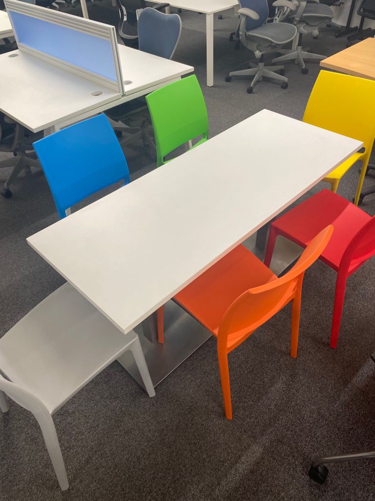 Compact Meeting Table + 6 Stackable Chairs 
