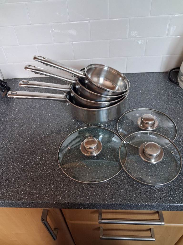 Sabichi Pan Set (Stainless Steel) with Glass Lids