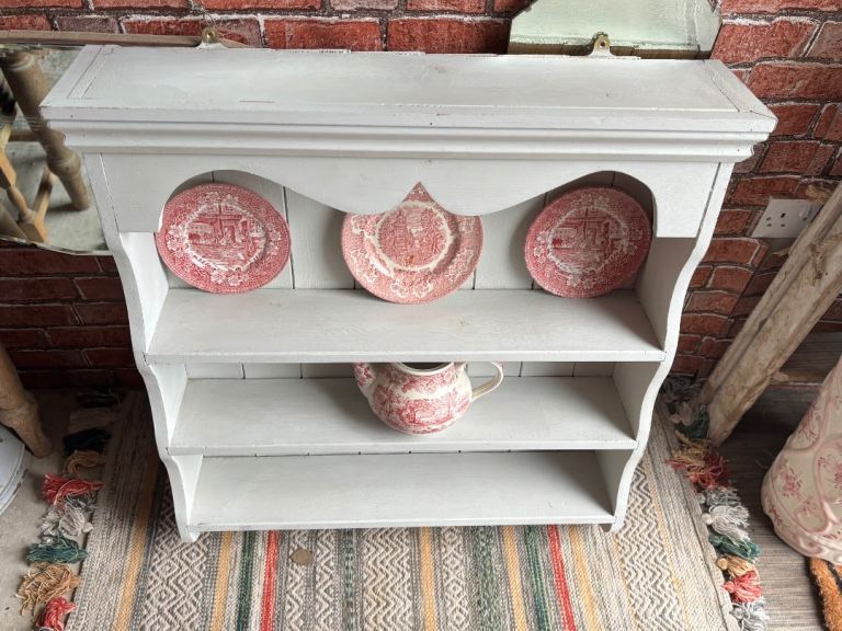 Vintage Country Cottage solid pine painted wall shelf/plate rack | in ...