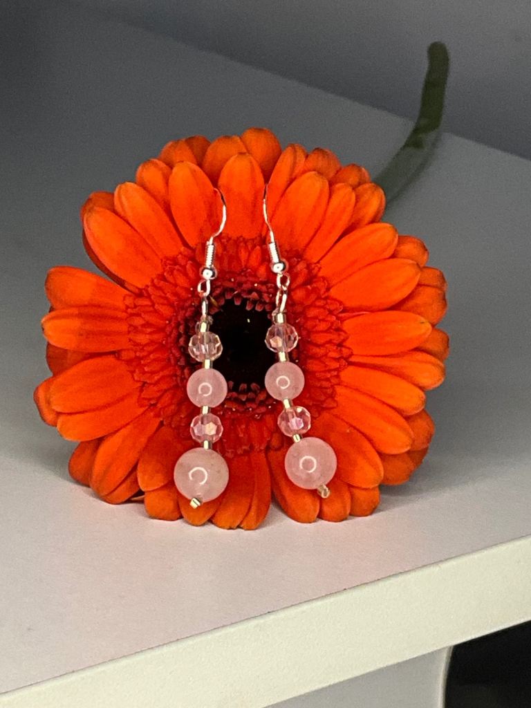 Earrings silver and quartz