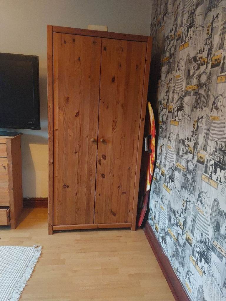 Solid Pine Single Wardrobe