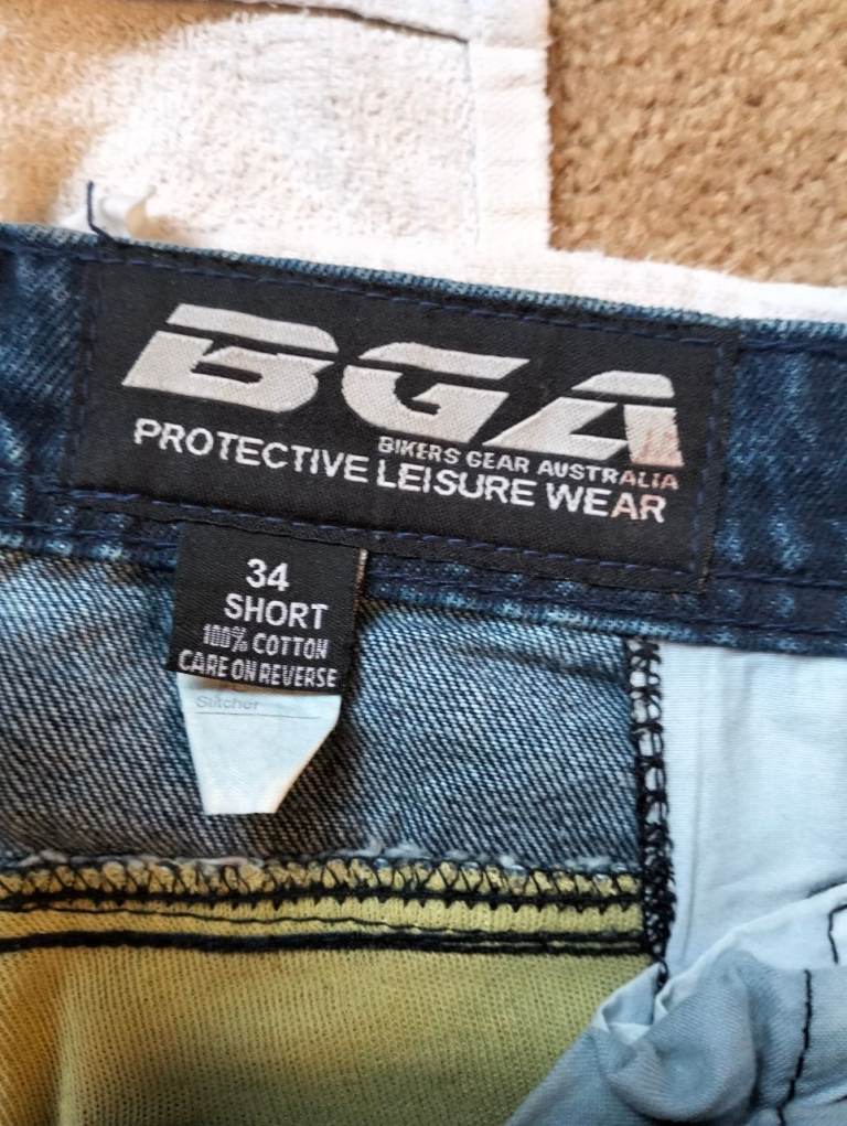 Bikers Gear Australia Black Mens Motorcycle Jeans  DuPont™ Kevlar® 34" W 28" Leg