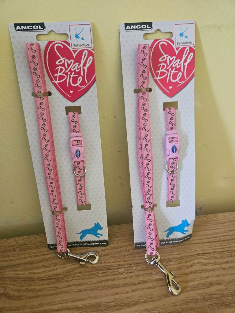 ANCOL SMALL BITE REFL PAW BONE COLLAR AND LEAD