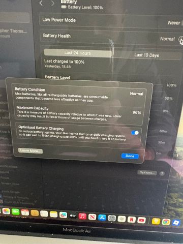 MacBook Air 2020 96% battery health M1 Chip | in East End, Glasgow