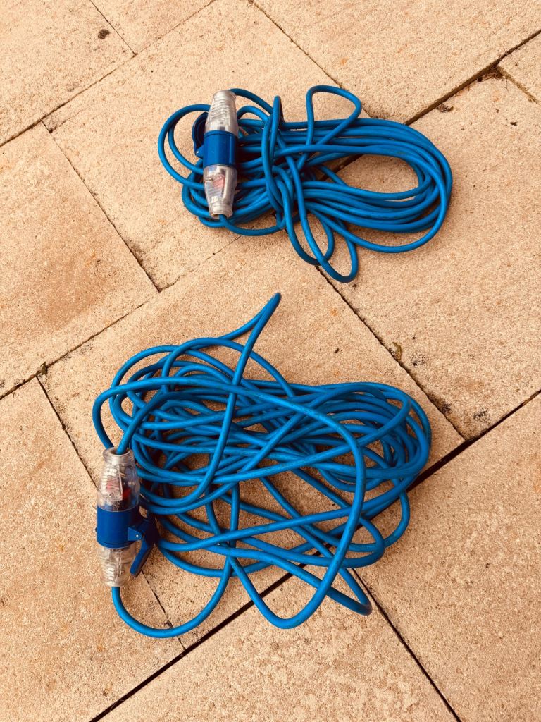 Two Heavy Duty 230v 16amp extension leads