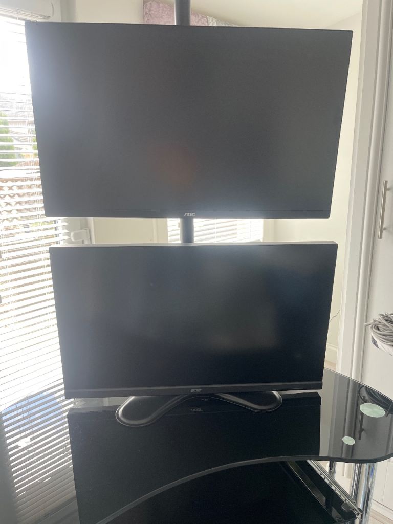 Dual Acer Monitors with Vertical Stand – Good Condition