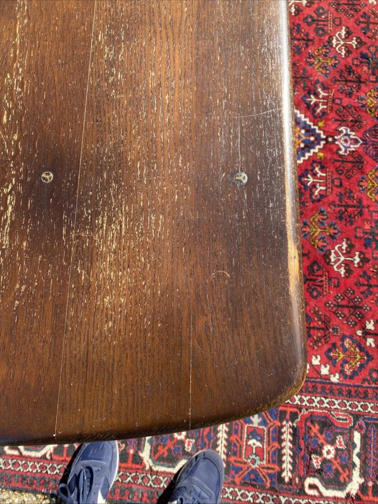 Ercol Dining Table – Vintage Brown Wood, Fair Condition