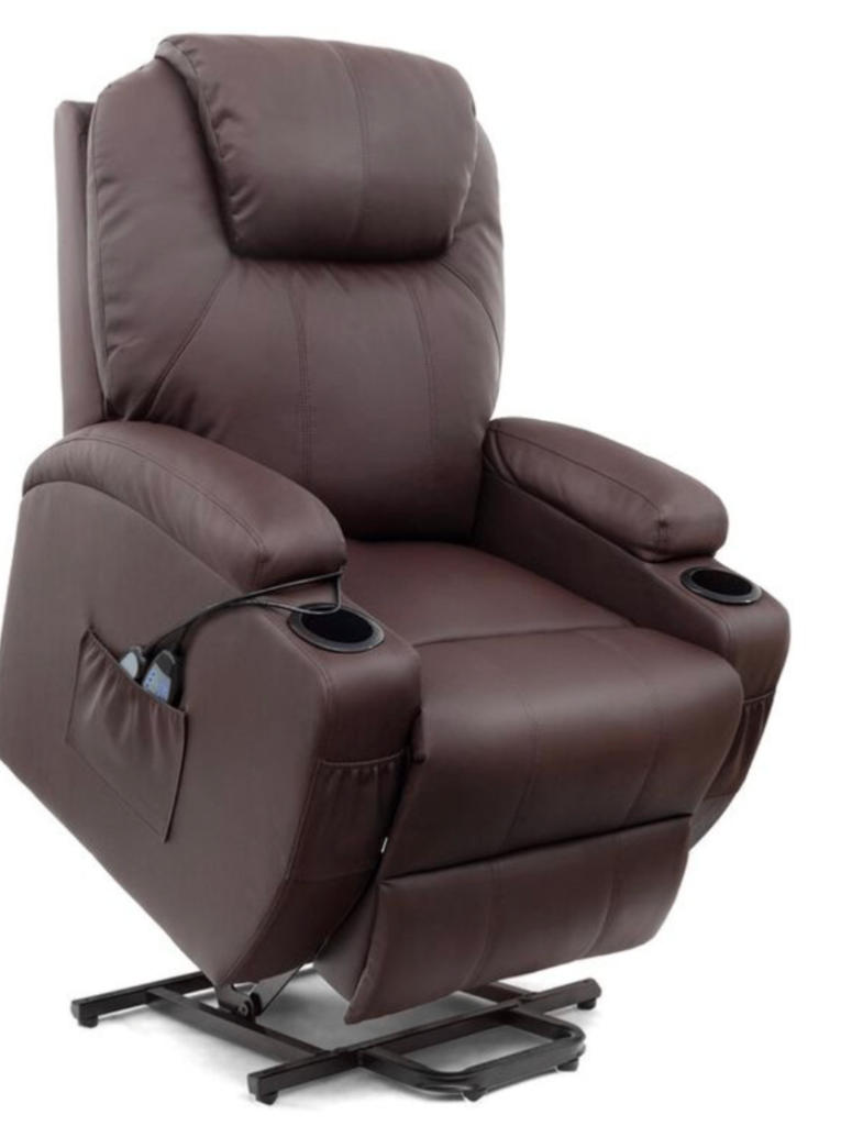 image for Dark brown leather Mobility Armchair Rise and Recliner 