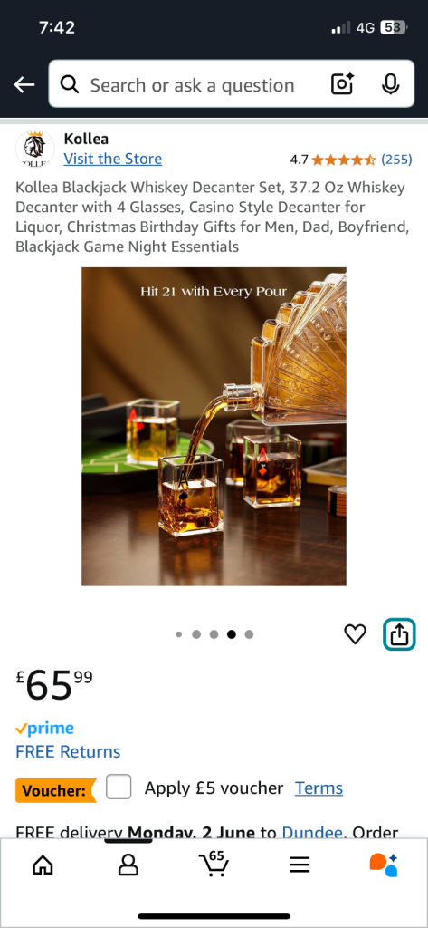Whiskey decanter and glass set 