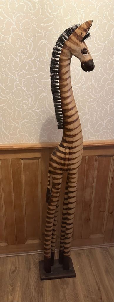 Tall Wooden Zebra Carving