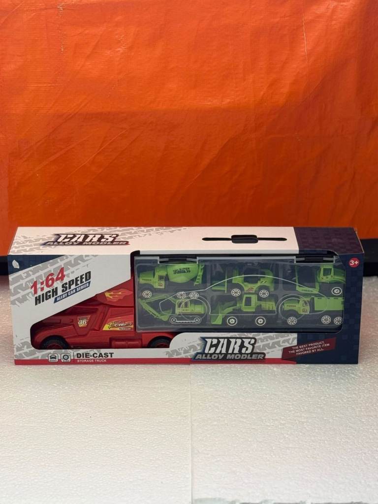 Die‑Cast Storage Truck Playset – 1:64 Alloy Car & Construction Vehicle Set (3+)