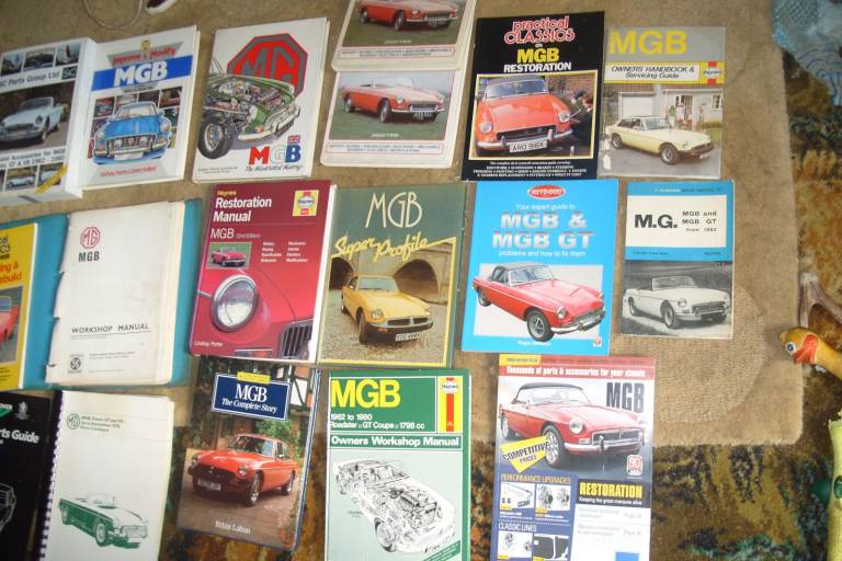 MGB Books a selection of technical, history, parts cataloque and renovation all in vgc