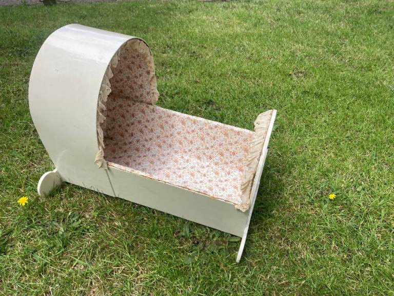 Vintage Wooden Rocking Dolls Crib