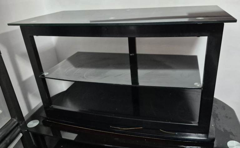 Glass TV Stand Black 