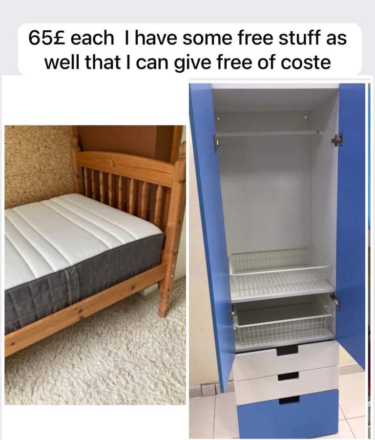 Wardrobe single bed free delivery 