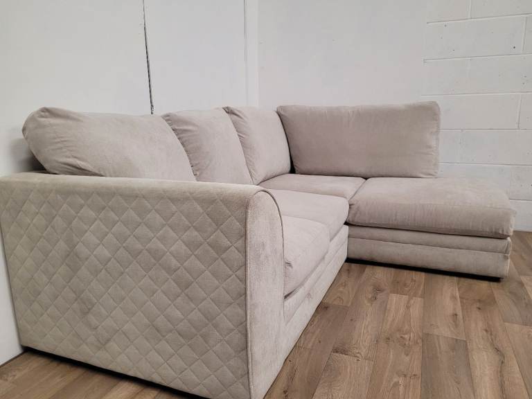 Corner Sofa with Chaise Lounge – Beige Fabric, Good Condition FREE DELIVERY 