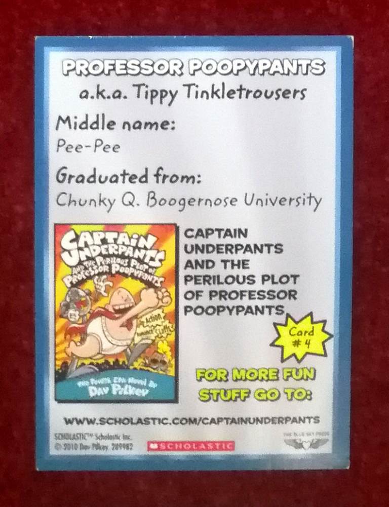 9 x Captain Underpants Collectible Cards Numbered 3 to 11 Scholastic 2010