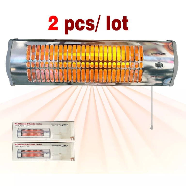 1500w Quartz Wall Mount Electric Patio Heater, 3 Adjustable Heat Settings