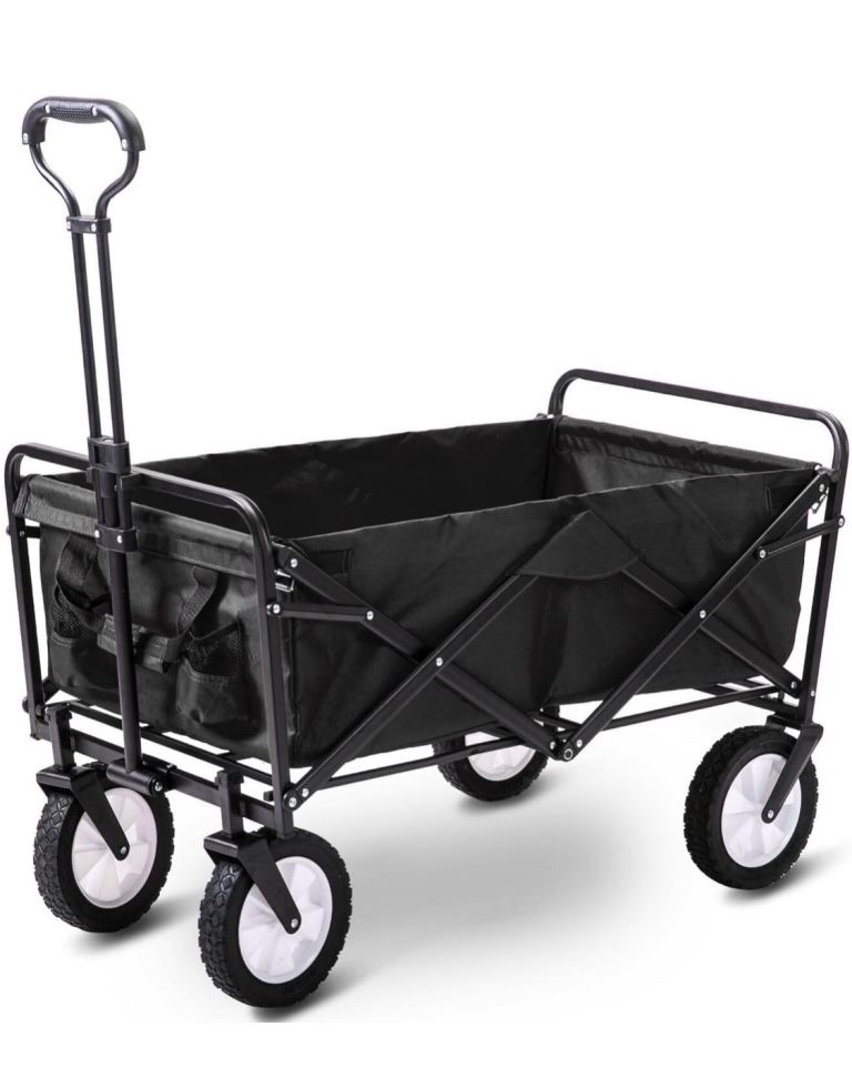 Alivio Heavy Duty Folding Wagon Cart, Collapsible Outdoor Garden Trolley with Adjustable