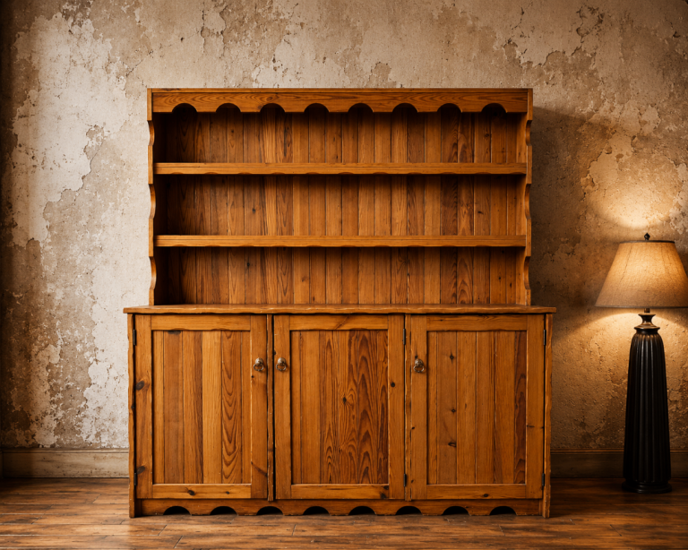 Large Vintage Pine Farmhouse Welsh Dresser Kitchen Display Cabinet 🚚