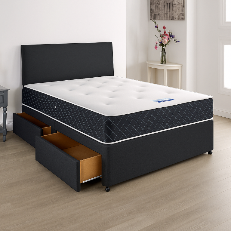 image for Modern Divan Bed with Fabric Finish and Spacious Underbed Storage Compartments
