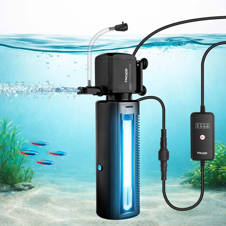 Harune 500L/H Fish Tank Filter with UV Light, Internal Aquarium Filter for 41–100L (RRP £33)