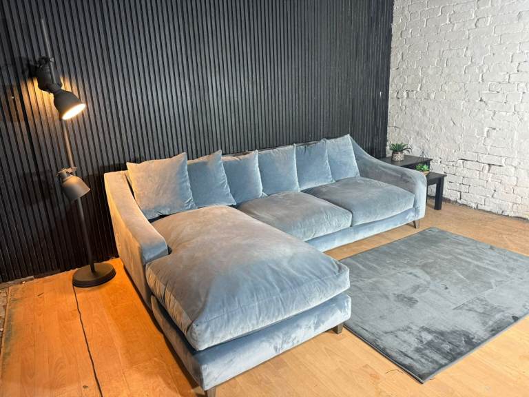 LOAF Oscar LHF Chaise Sofa — Grey Velvet — RRP £3,405