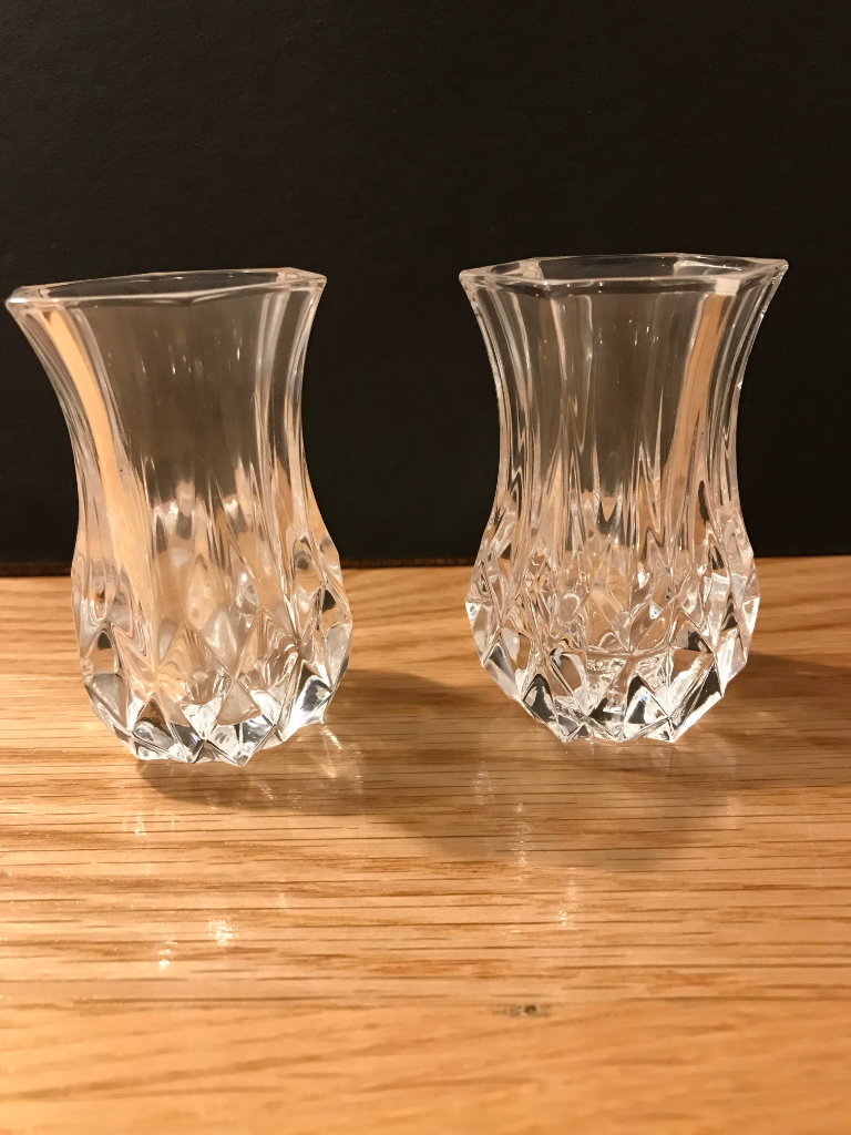 Two Vintage Small Cut Glass Vases