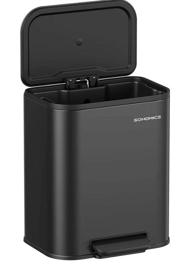 A new still boxes black metal Kitchen Pedal Bin, 20L Steel Trash Can, Soft 